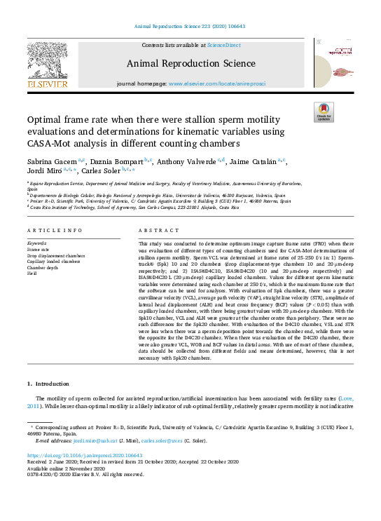 (PDF) Optimal frame rate when there were stallion sperm motility ...