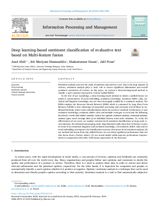 (PDF) Deep Learning Based Sentiment Classification on User-Generated ...