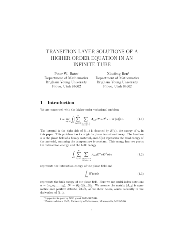 (PDF) Transition layer solutions of a higher order equation in an ...