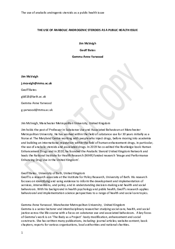 (PDF) The use of anabolic androgenic steroids as a public health issue ...