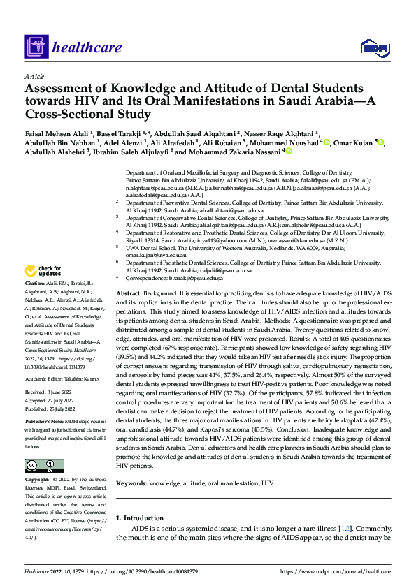 (PDF) Assessment of Knowledge and Attitude of Dental Students towards ...