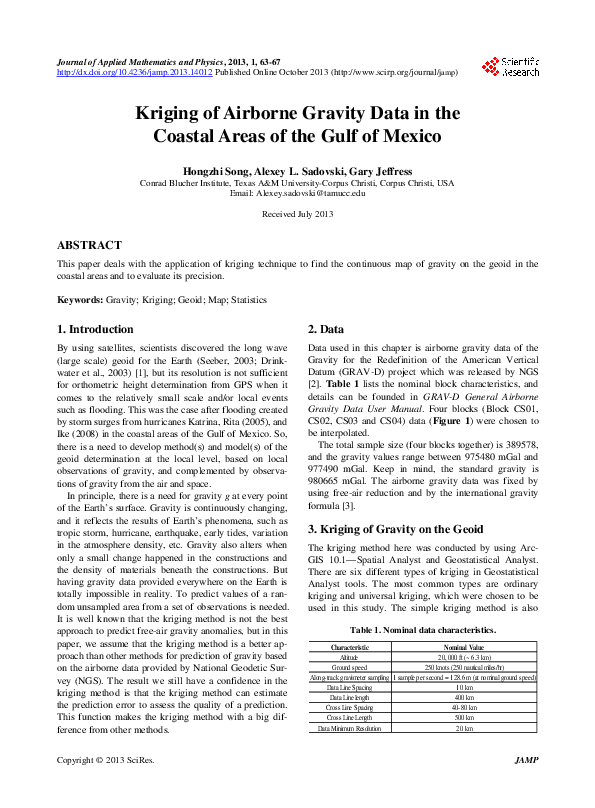 (PDF) Kriging of Airborne Gravity Data in the Coastal Areas of the Gulf ...
