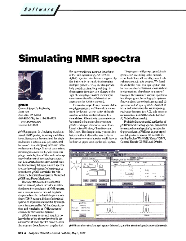(PDF) Software: Simulating NMR spectra