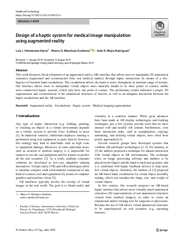 (PDF) Design of a haptic system for medical image manipulation using ...