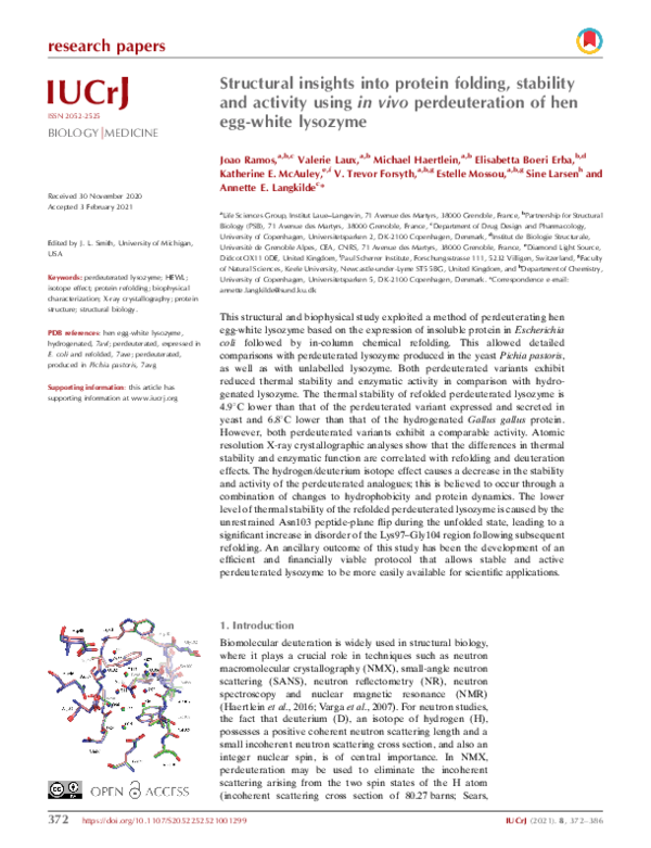(PDF) Structural insights into protein folding, stability and activity ...