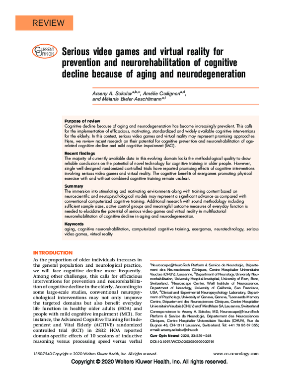 (PDF) Virtual reality video game improves highfidelity memory in older