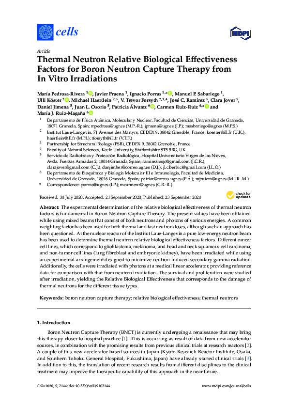 (PDF) Thermal neutron Relative Biological Effectiveness factors for ...