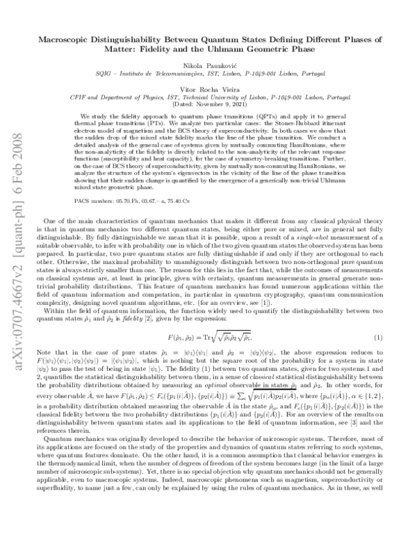 (PDF) Macroscopic distinguishability between quantum states defining ...