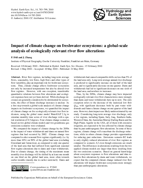 (PDF) Impact of Climate Change on Freshwater Ecosystem and Its ...