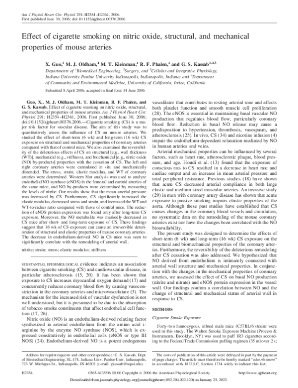 (PDF) Effect of cigarette smoking on nitric oxide, structural, and ...