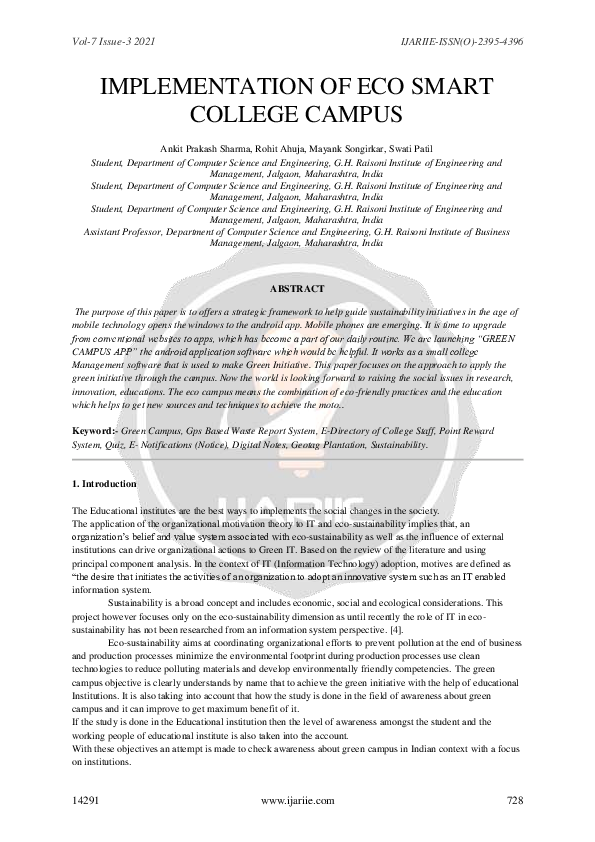 (PDF) Implementation of Eco Smart College Campus
