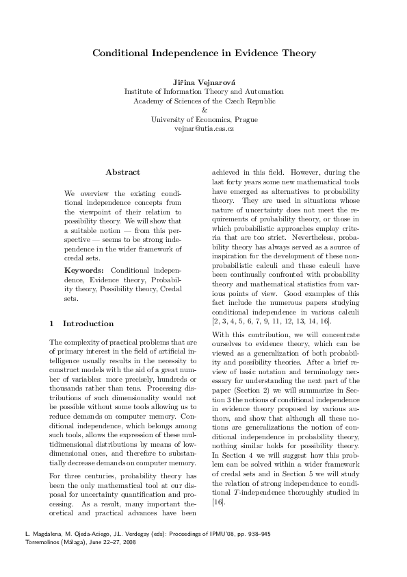 (PDF) Conditional Independence Relations in Possibility Theory