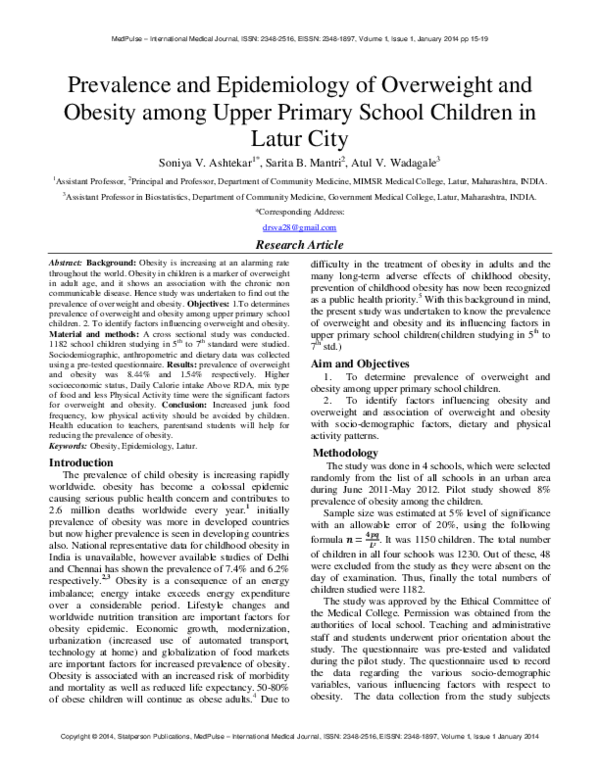(PDF) Prevalence and Epidemiology of Overweight and Obesity among Upper ...