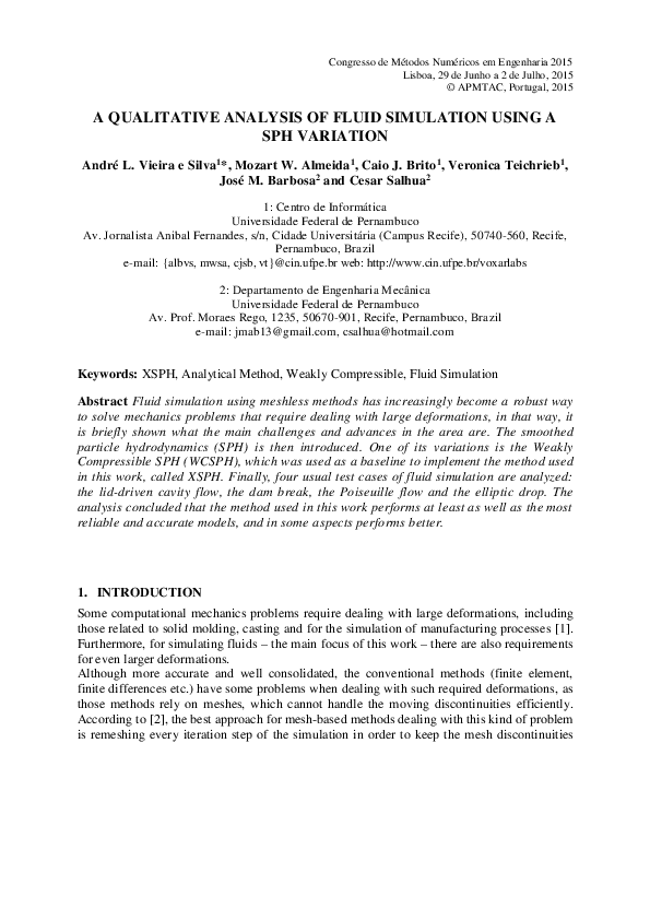 (PDF) A Qualitative Analysis of Fluid Simulation Using a SPH Variation
