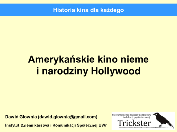 (PDF) Historia kina dla każdego: Amerykańskie kino nieme i narodziny