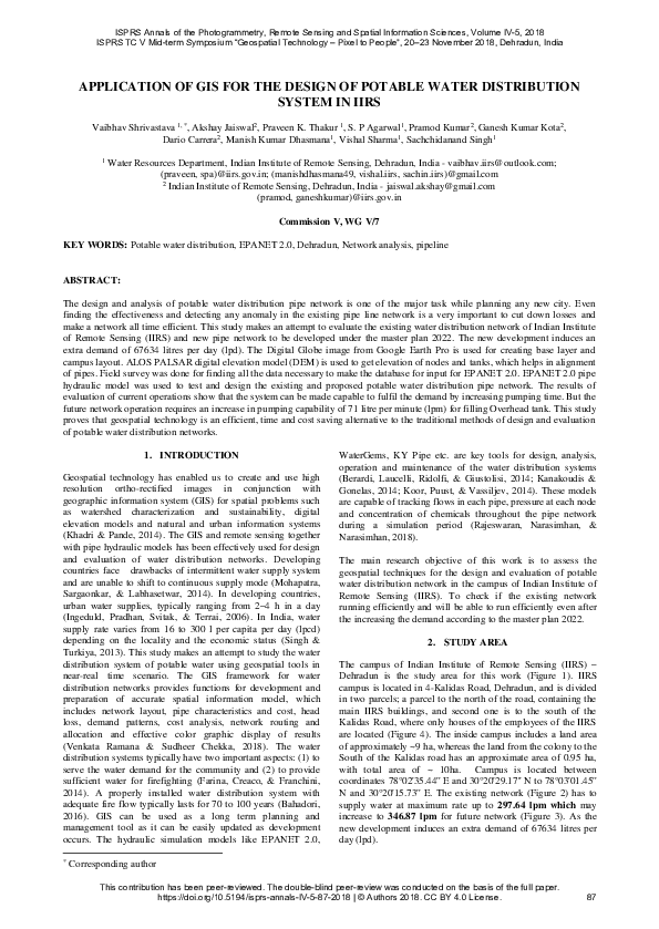 (PDF) Application of Gis for the Design of Potable Water Distribution ...