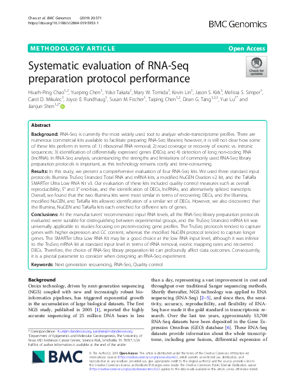 (PDF) Systematic evaluation of RNA-Seq preparation protocol performance