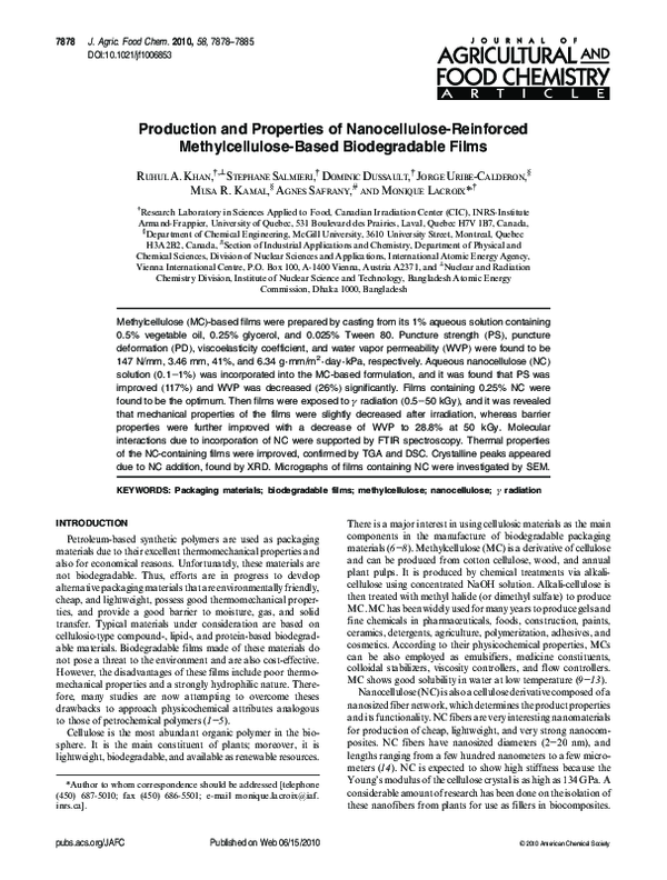 (PDF) Production and Properties of Nanocellulose-Reinforced ...