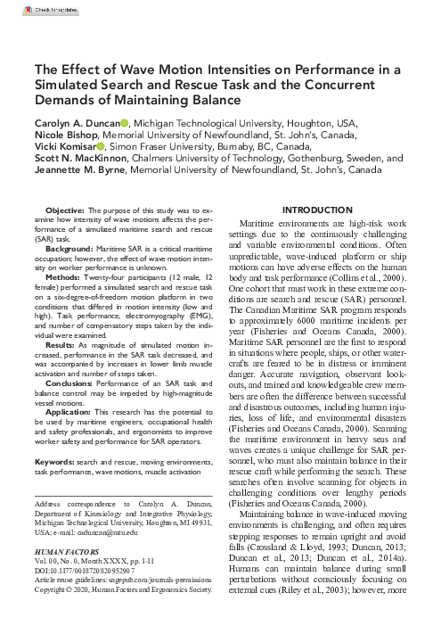 (PDF) The Effect of Wave Motion Intensities on Performance in a ...