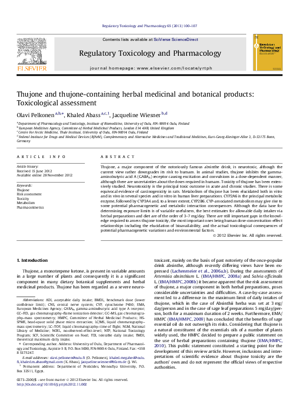 (PDF) Thujone and thujone-containing herbal medicinal and botanical ...
