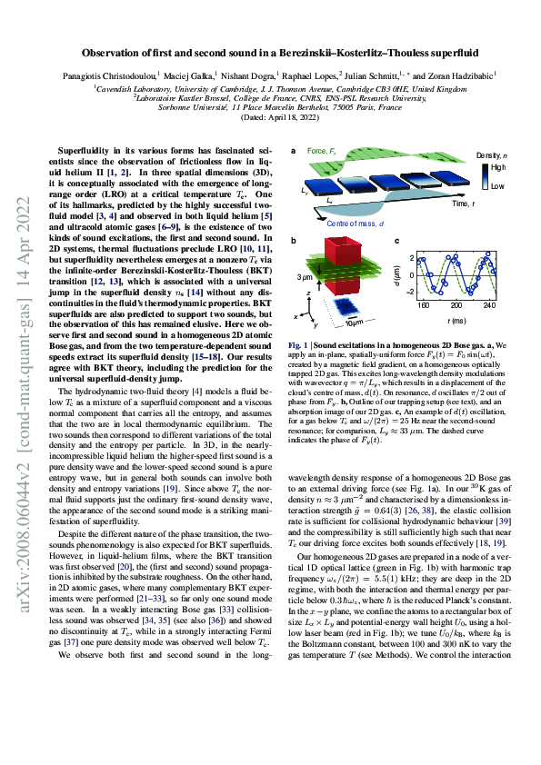 (PDF) Observation of first and second sound in a BKT superfluid