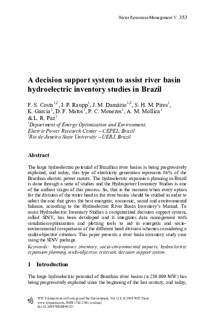 (PDF) A decision support system to assist river basin hydroelectric ...