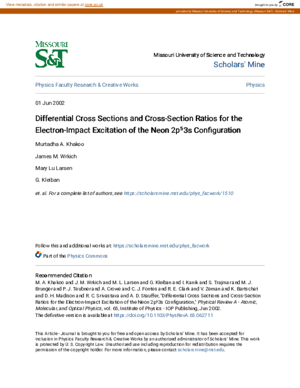 (PDF) Differential cross sections and cross-section ratios for the ...