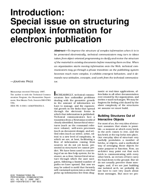 (PDF) Introduction: special issue on structuring complex information ...