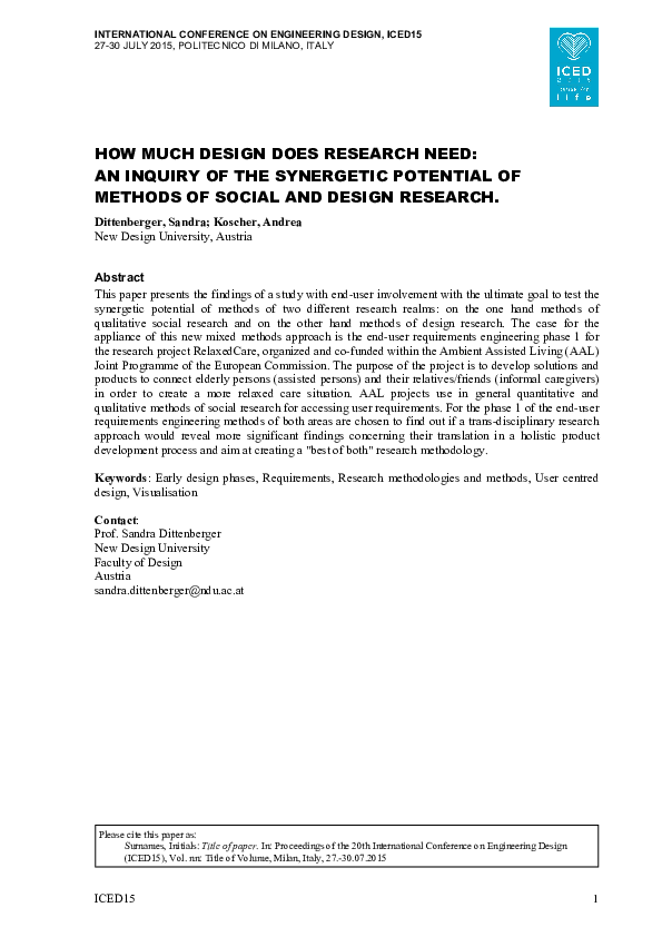 (PDF) How Much Design Does Research Need: An Inquiry of the Synergetic ...