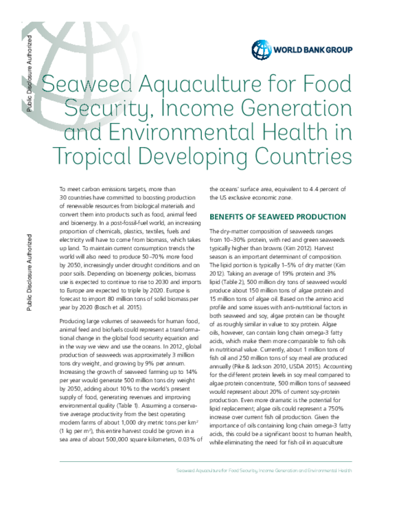 (PDF) Seaweed Aquaculture for Food Security, Income Generation and ...