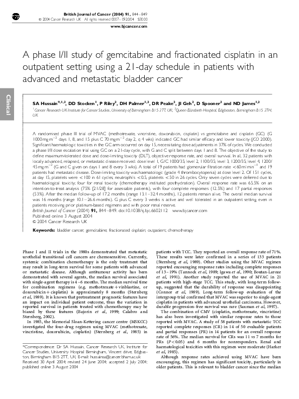 (PDF) A phase I/II study of gemcitabine and fractionated cisplatin in ...
