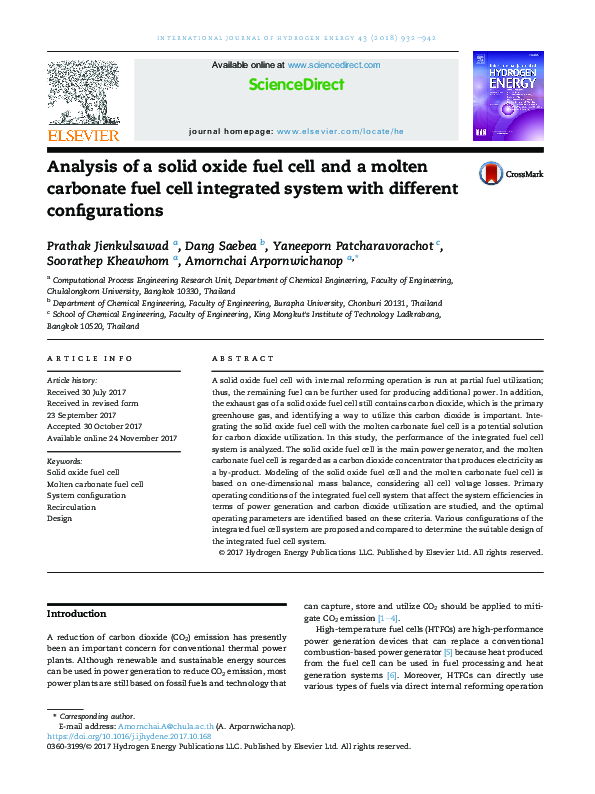 (PDF) Analysis of a solid oxide fuel cell and a molten carbonate fuel ...