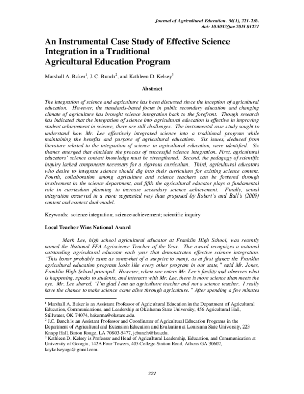 (PDF) An Instrumental Case Study of Effective Science Integration in a