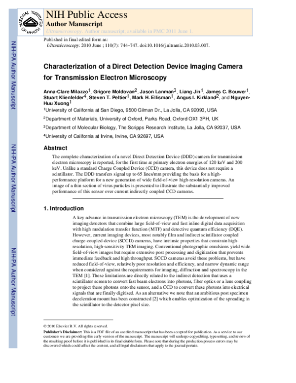 (PDF) Characterization of a direct detection device imaging camera for ...