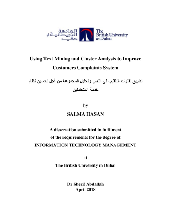 (PDF) Using Text Mining and Cluster Analysis to Improve Customers ...