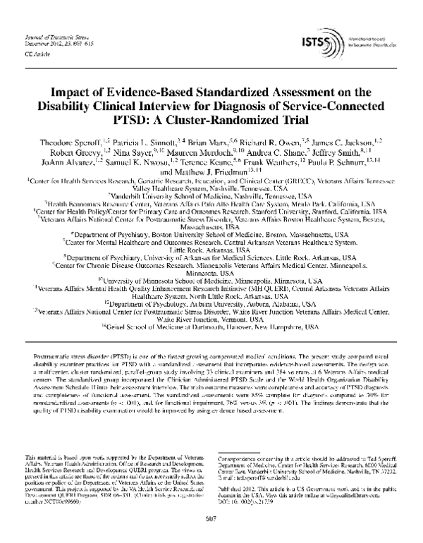 (PDF) Impact of Evidence-Based Standardized Assessment on the ...