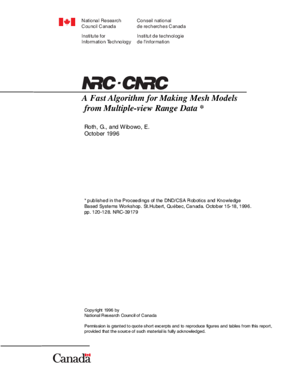 (PDF) A Fast Algorithm for Making Mesh-Models from Multiple-View Range Data