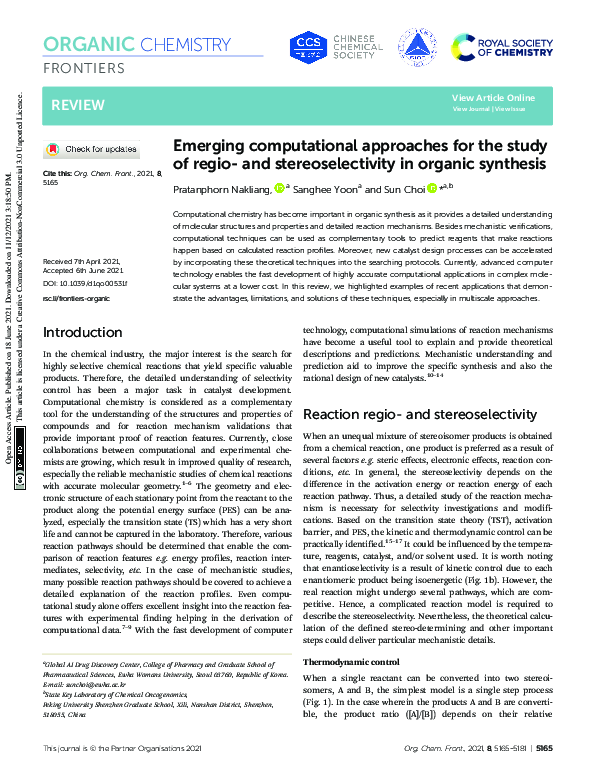 (PDF) Emerging computational approaches for the study of regio- and ...