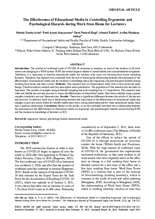 (PDF) The Effectiveness of Educational Media in Controlling Ergonomic ...
