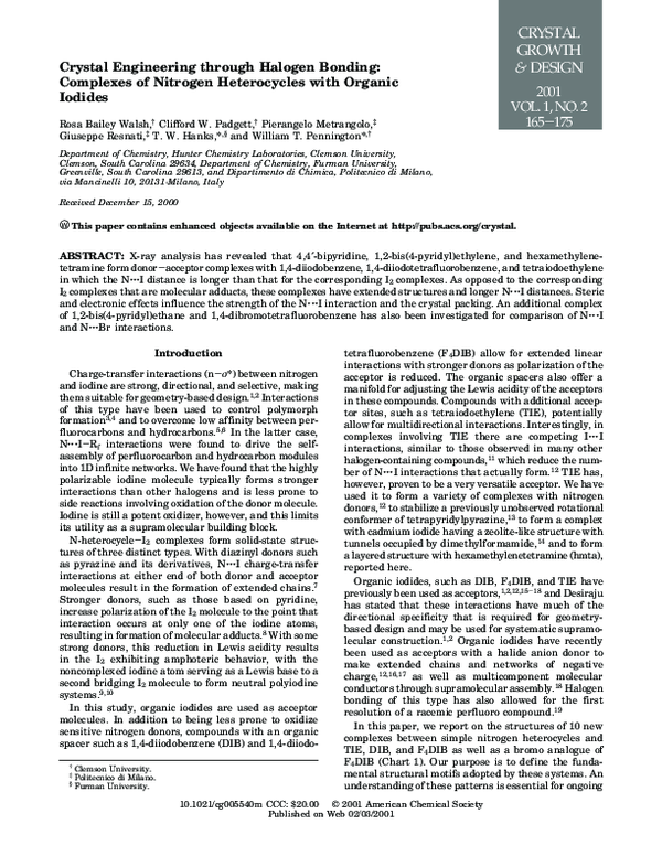 (PDF) Crystal Engineering through Halogen Bonding: Complexes of ...