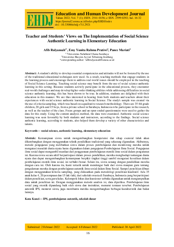 (PDF) Teacher and Students’ Views on The Implementation of Social ...