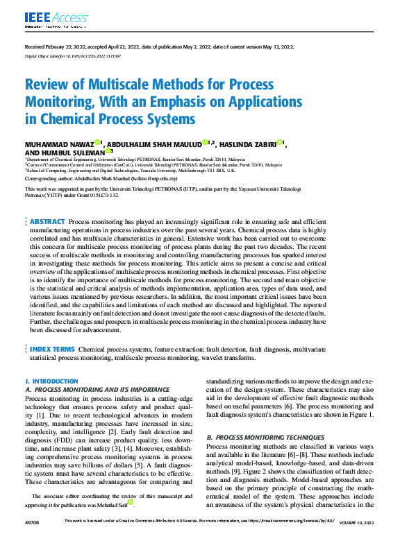 (PDF) Review of Multiscale Methods for Process Monitoring, With an ...