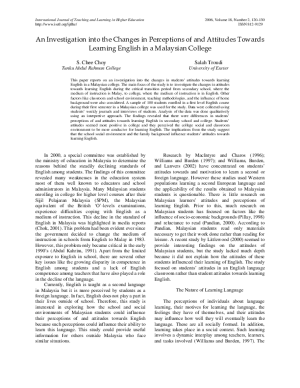 (PDF) An investigation into the changes in perceptions of and attitudes ...