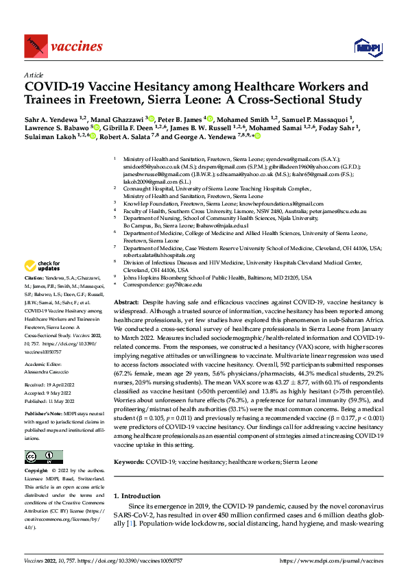 (PDF) COVID-19 Vaccine Hesitancy among Healthcare Workers and Trainees ...