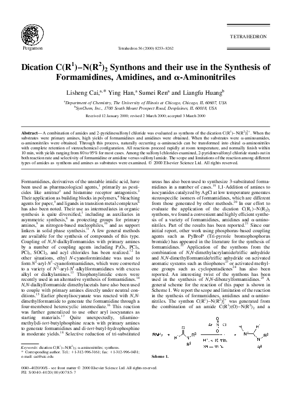 (PDF) Dication C(R1)–N(R2)2 Synthons and their use in the Synthesis of ...