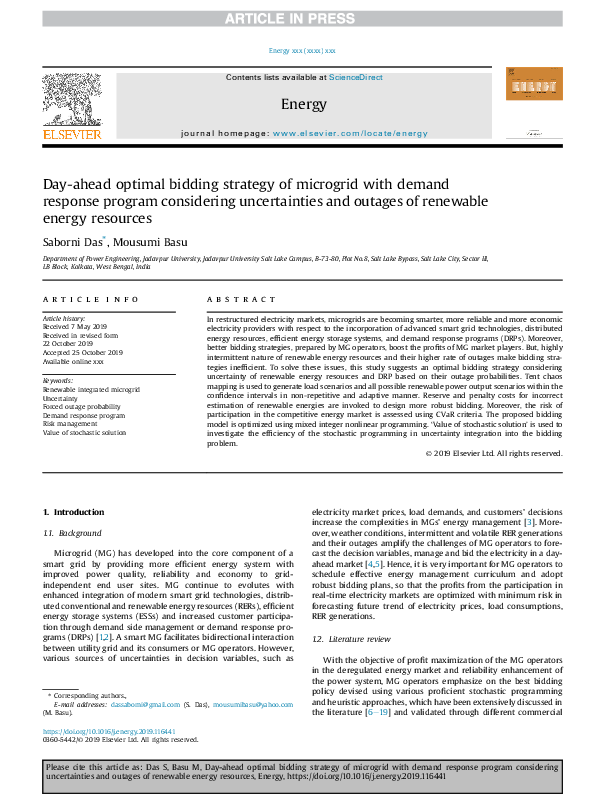 (PDF) Day-ahead optimal bidding strategy of microgrid with demand ...