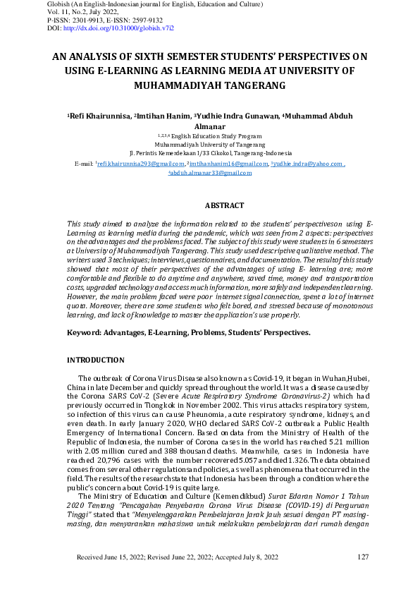 (PDF) An Analysis of Sixth Semester Students’ Perspectives on Using E ...