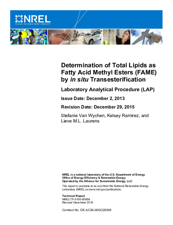 (PDF) Determination of Total Lipids as Fatty Acid Methyl Esters (FAME