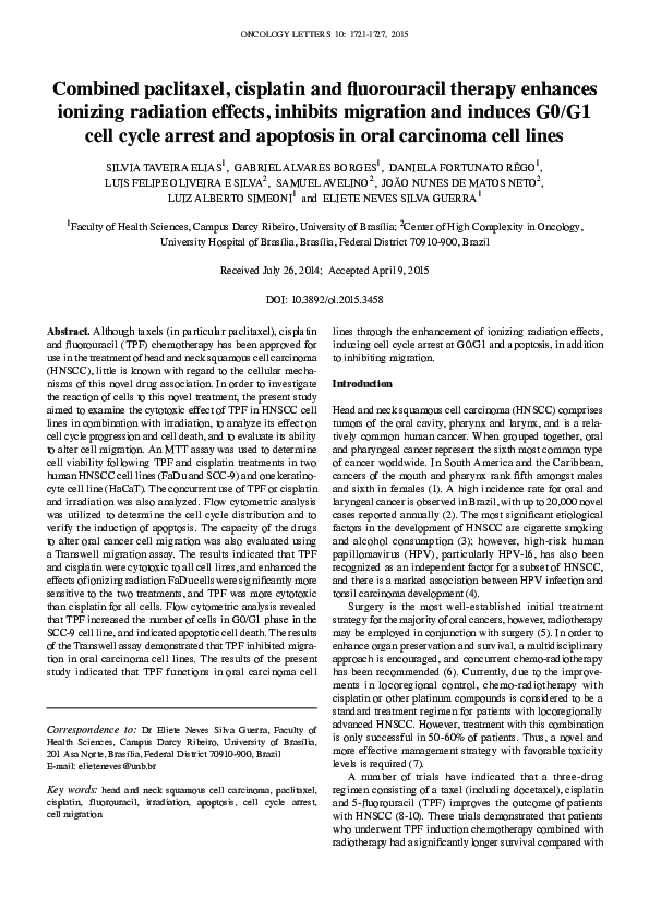 (PDF) Combined paclitaxel, cisplatin and fluorouracil therapy enhances ...