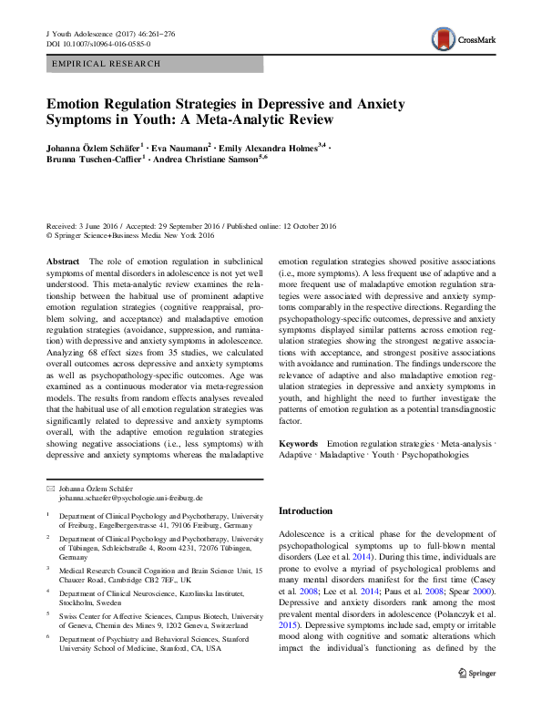 (PDF) Emotion Regulation Strategies in Depressive and Anxiety Symptoms ...